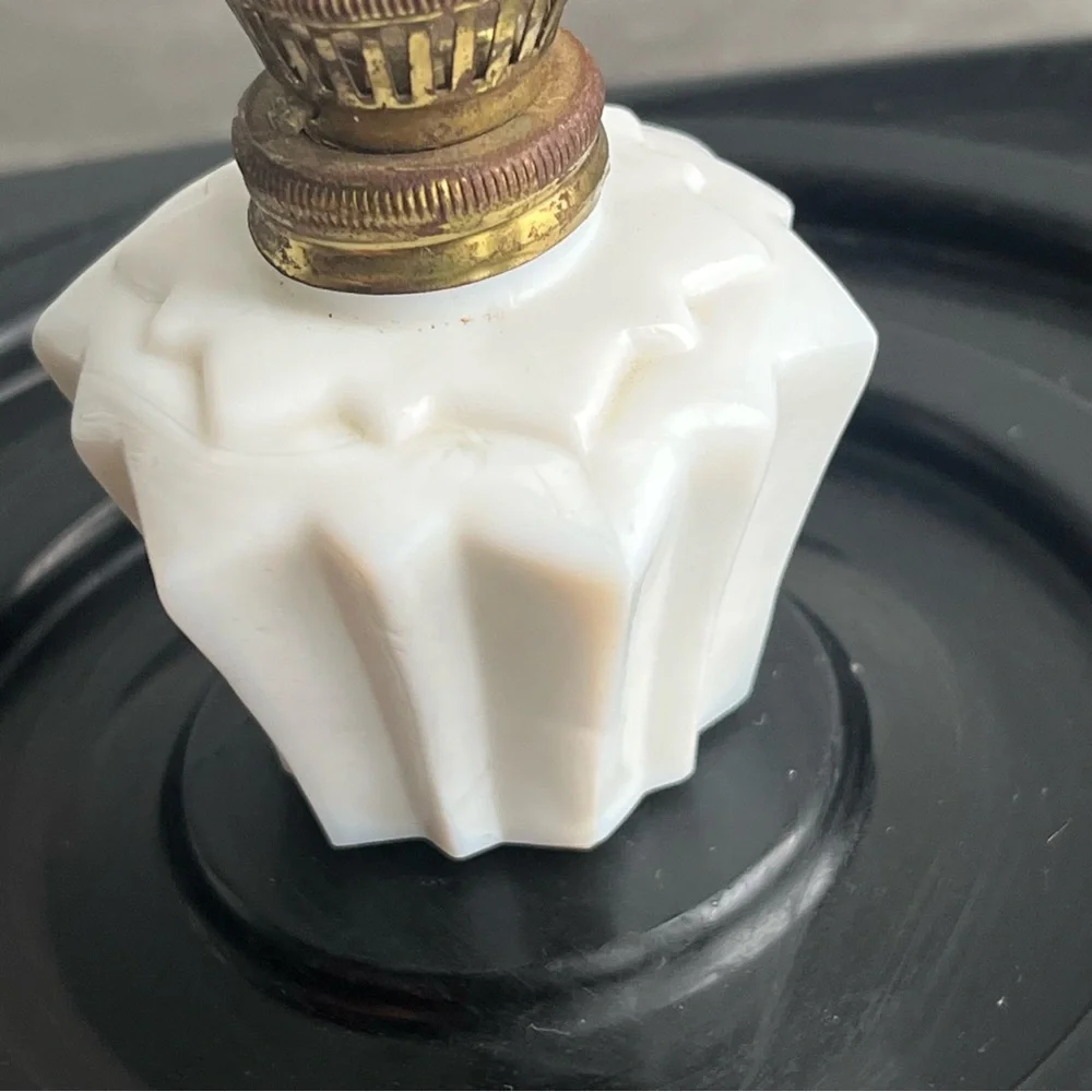 Milk Glass Oil Lamp Art Deco